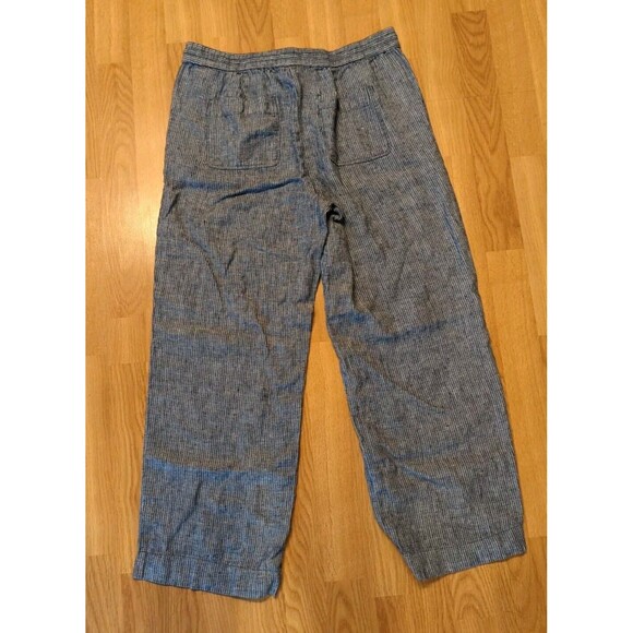 Talbots Pants Womens Size 8 Blue White Stripes Linen Pockets Drawstring - Picture 7 of 11
